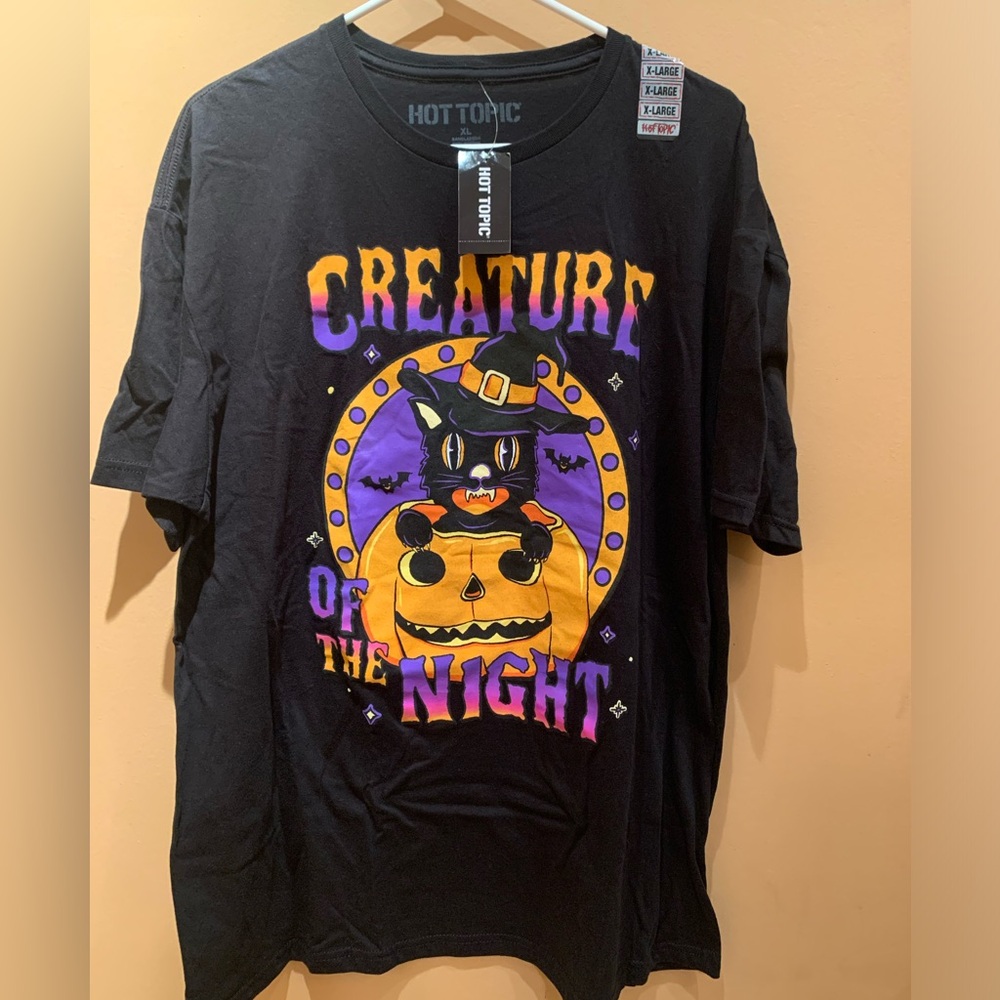 Hot Topic Black Cat Creature Of The Night T-Shirt Size XL NWT